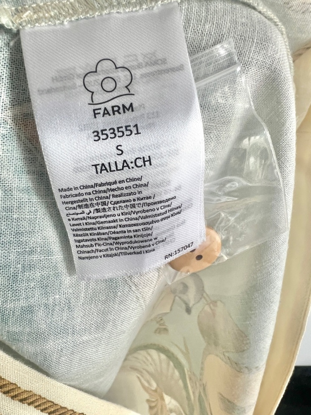 FARM Rio Off-White Royal Sea Collared Midi Dress Linen-Blend Size Small NWT - Picture 15 of 16